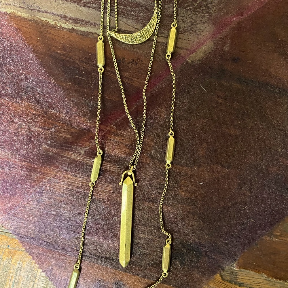 Lucky Brand 3-in-1 Pendant Necklace(s) Bronze Gold Color 16” - 34” Long